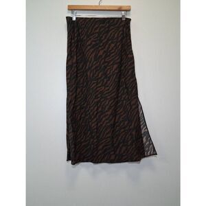 Madewell womens size 6 maxi skirt earthtone brown black viscose Zebra Stripes